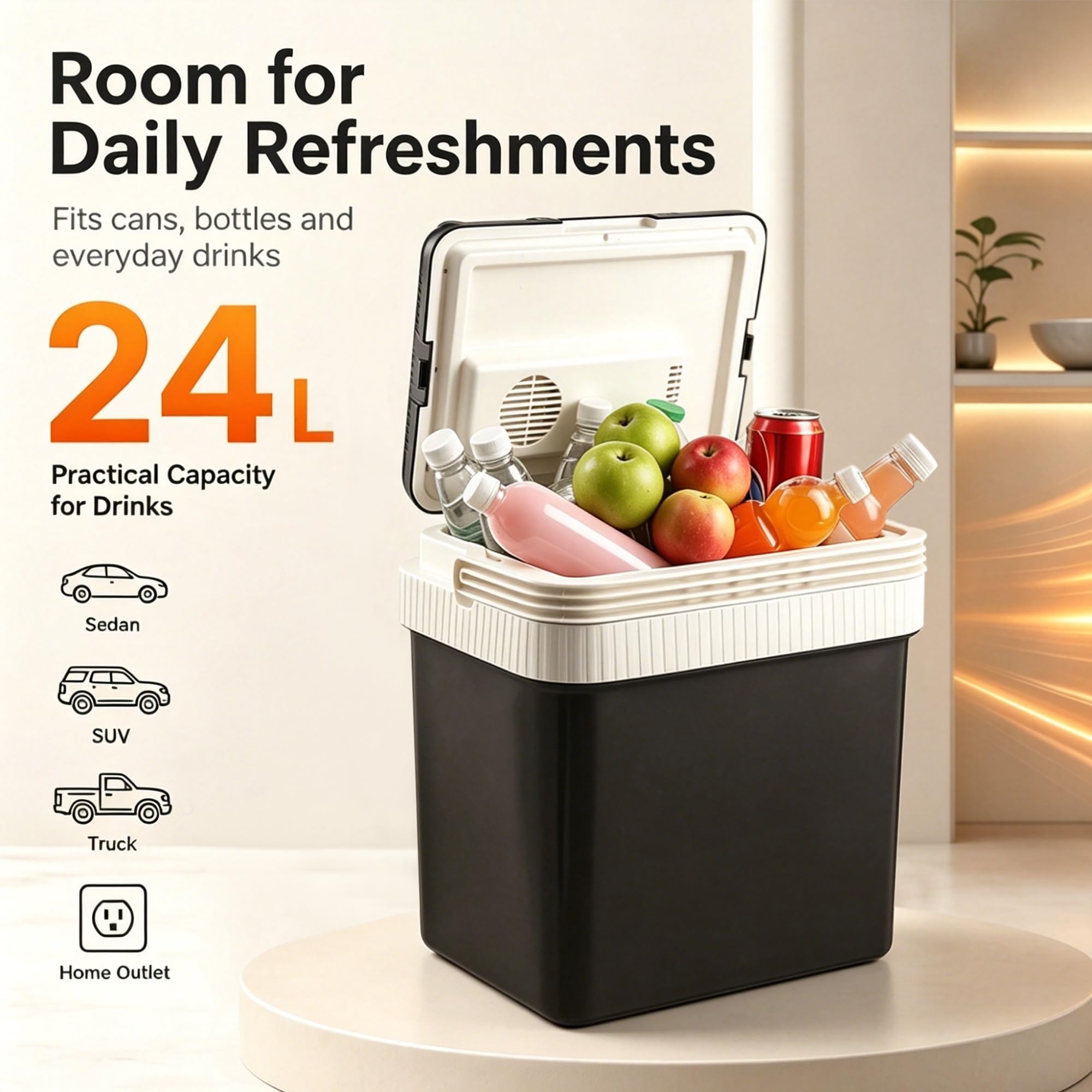 Mini Frigo 24L 12V, Frigo Portatile Auto, Raffredda & Riscalda | Mini Frigo 24L 12V/220V, Compatto e Versatile per Auto, Dormitorio, Ufficio e Piccoli Spazi(Blue)