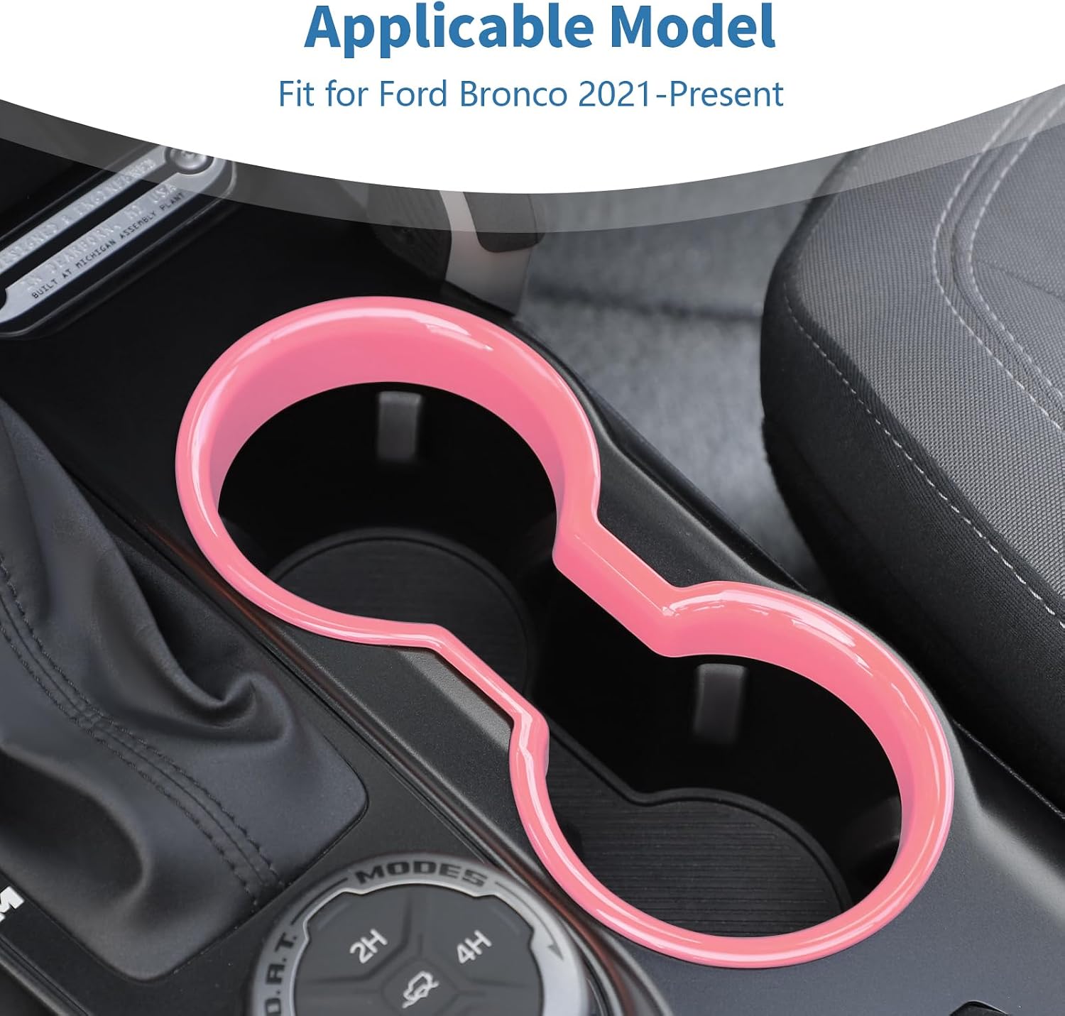 for Bronco Front Cup Holder Trim Cover Fit for Ford Bronco 2021-Present Pink Interior Accessories 1pc