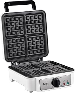 Gadgy Doppel Waffeleisen 1200W für 4 Belgische Waffeln Weiß