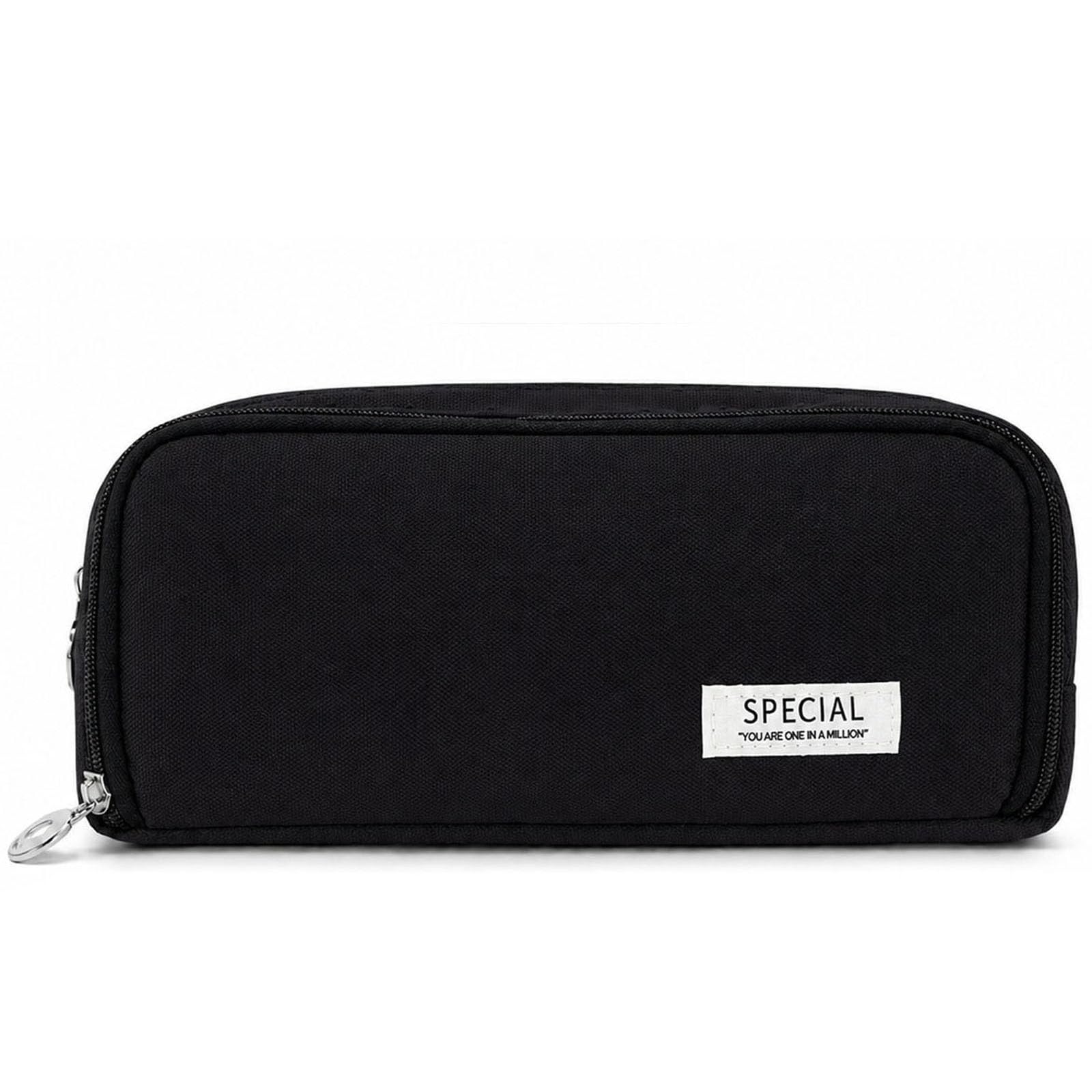2027 Special Pencil Case Polka Dot, Cute Pencil Case, Multi-Compartment Pencil Cases, Large Pencilcase Big Capacity, Canvaswith Soft Zip Pen Case, Suitable for School and Office (Black)