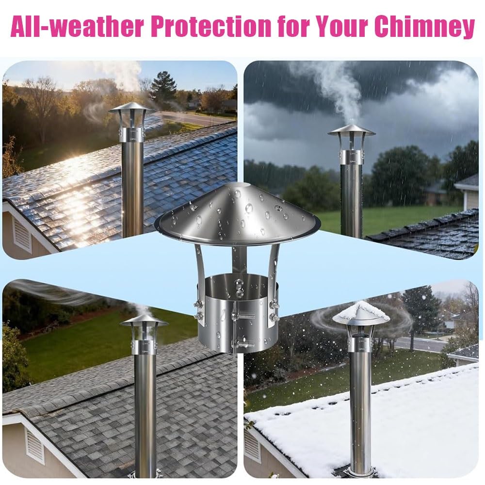 Tapa De Chimenea Para Techo 75 100 170 180 220 315mm Sombrero Para Chimeneas De Acero Inoxidable, Sombrerete Chimenea Cobertura A Prueba De Lluvia(315mm/12.4in)