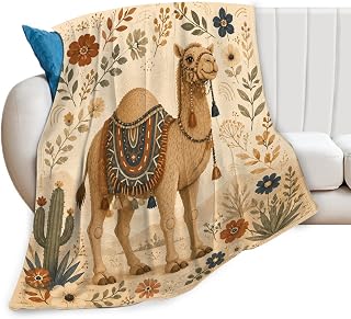 jamie world Camel Blanket Desert Botanical Throw Plush Decor Gifts 50"x40"