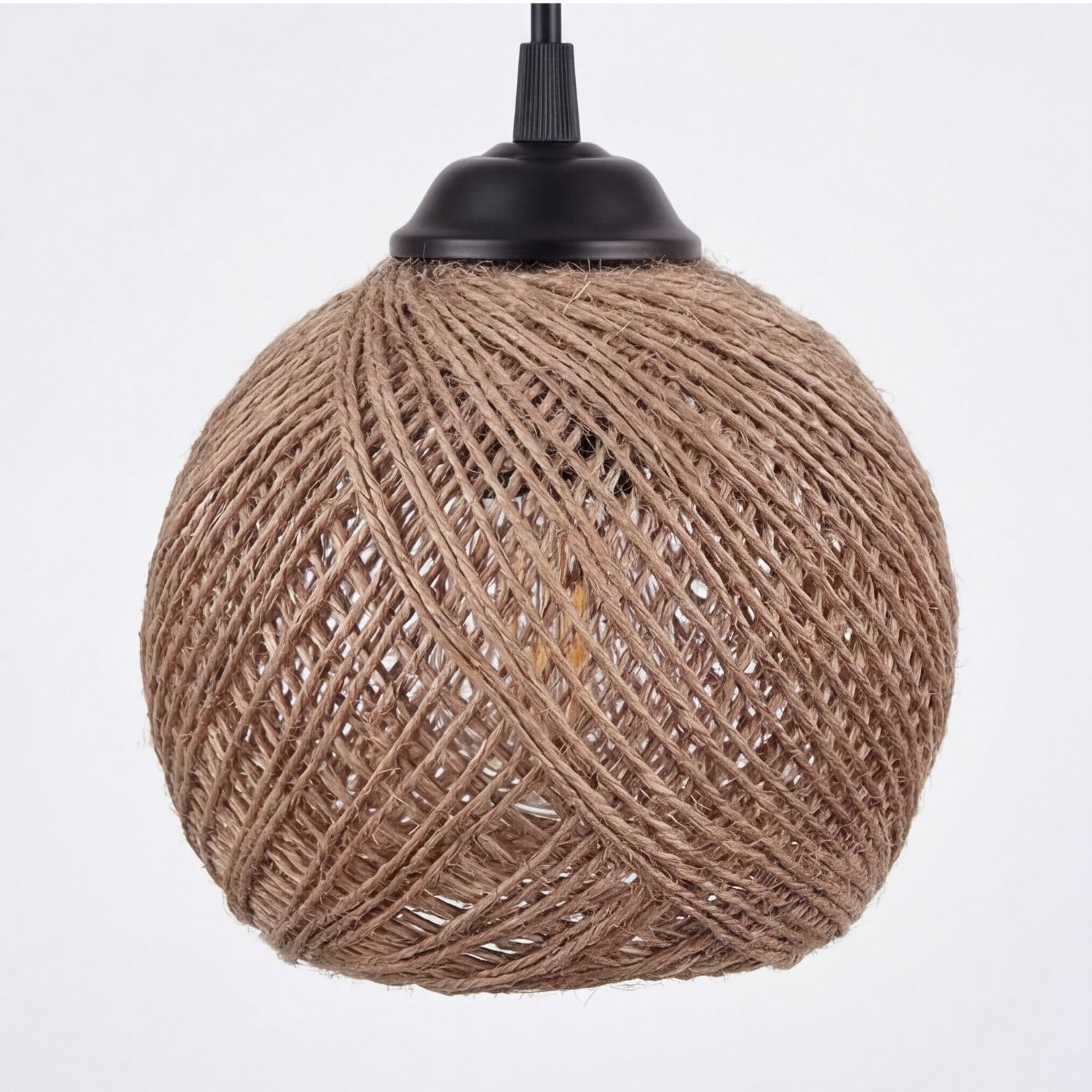 Licht-Erlebnisse Hängelampe Balken 49 cm breit H: max. 110 cm geflammtes Holz Balken Jute E27 3-flammig Modern Pendelleuchte Esszimmer Wohnzimmer