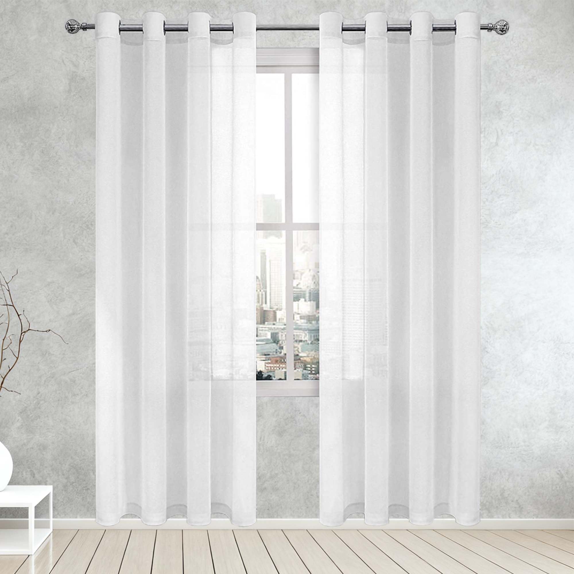 Voilage fenêtre blanc 100x280 rideau intérieur salon et chambre