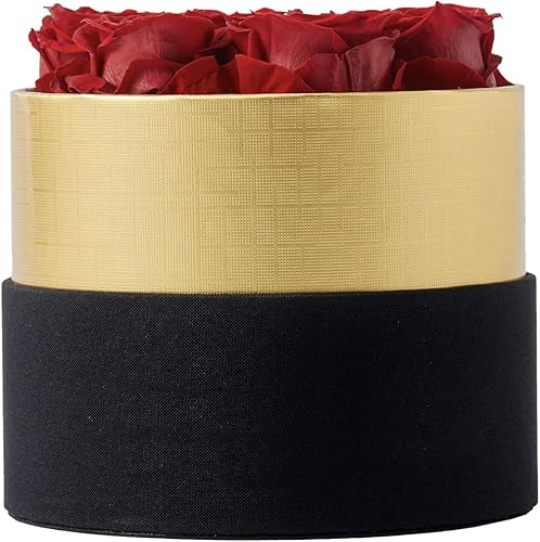 Miniatura 3 de Eterfield Rosas reales preservadas hechas a mano en una caja que duran un año de regalo para ella (caja negra redonda, 7 rosas rojas)