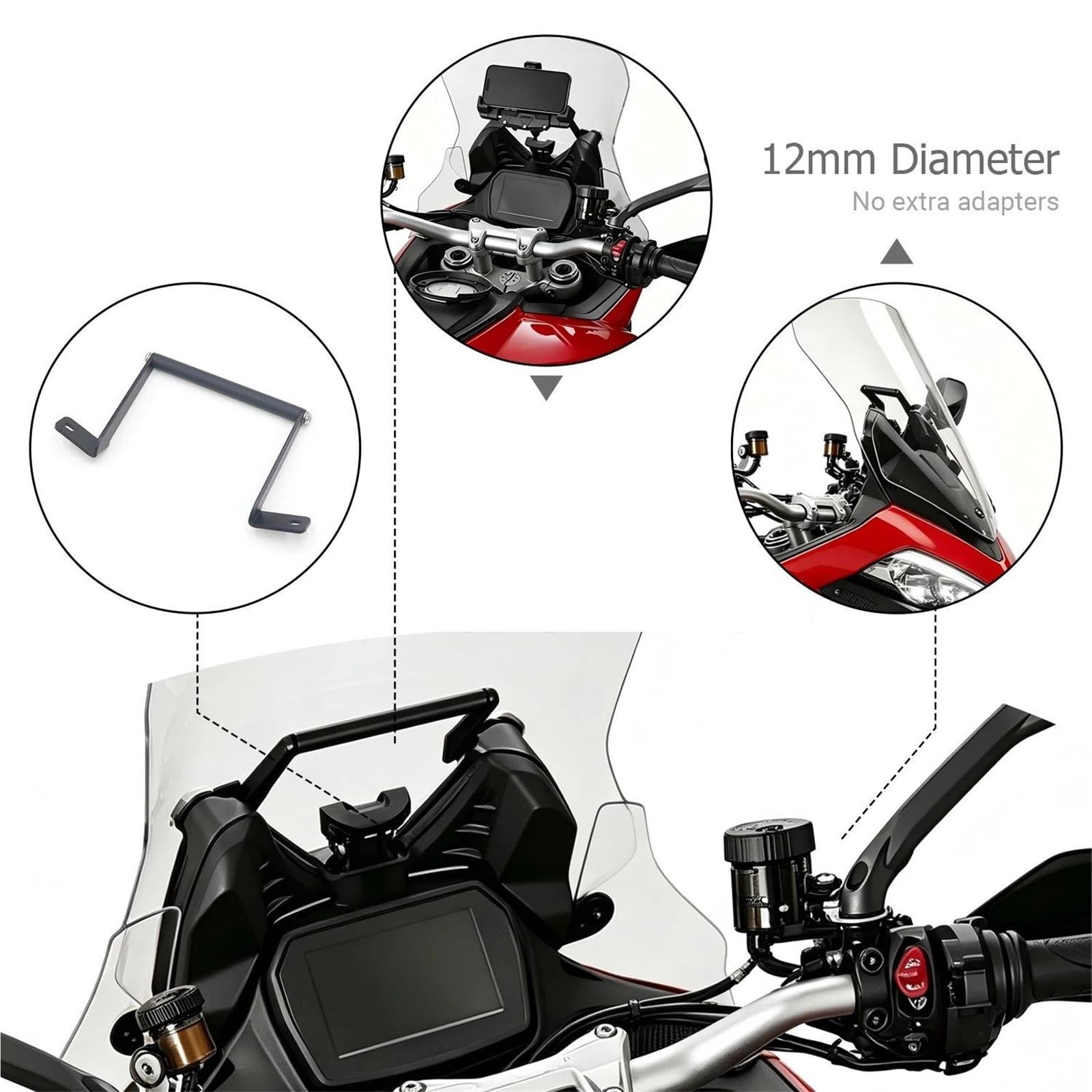 Supporto per supporto GPS Supporto Per Navigatore GPS Da Moto Per DUCATI Multistrada V2/S 2025 V2S Con Stabilizzatore Anti-vibrazione