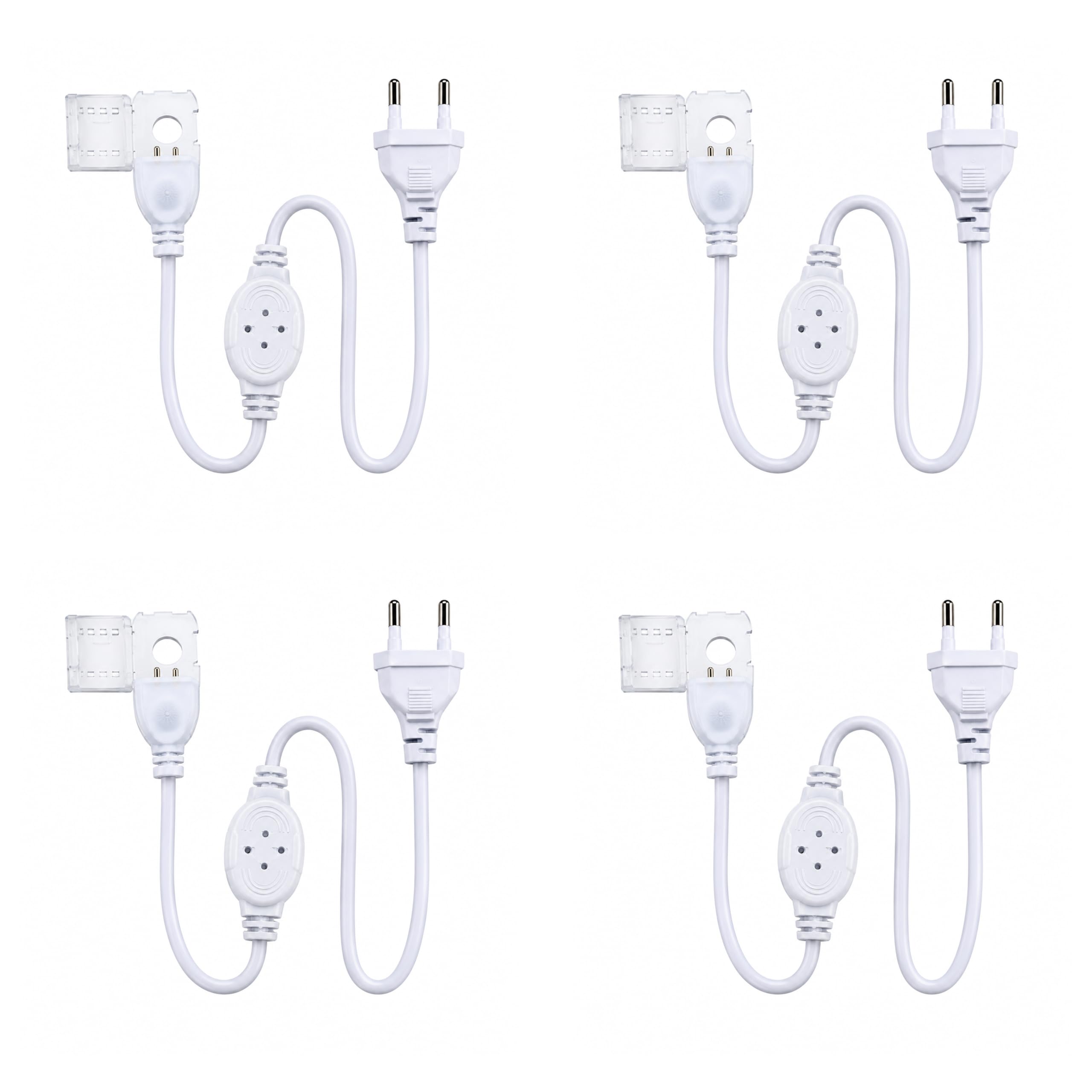 Forus 220V LED Neon Light Power Supply Adapter for 10mm Strip Lighting Plug 240 LEDs/m with 2-Pin 6mm Pin Connector for Flexible Neon Lighting, Standard Indian 2-Pin AC Plug, White - Pack of 4-image-48