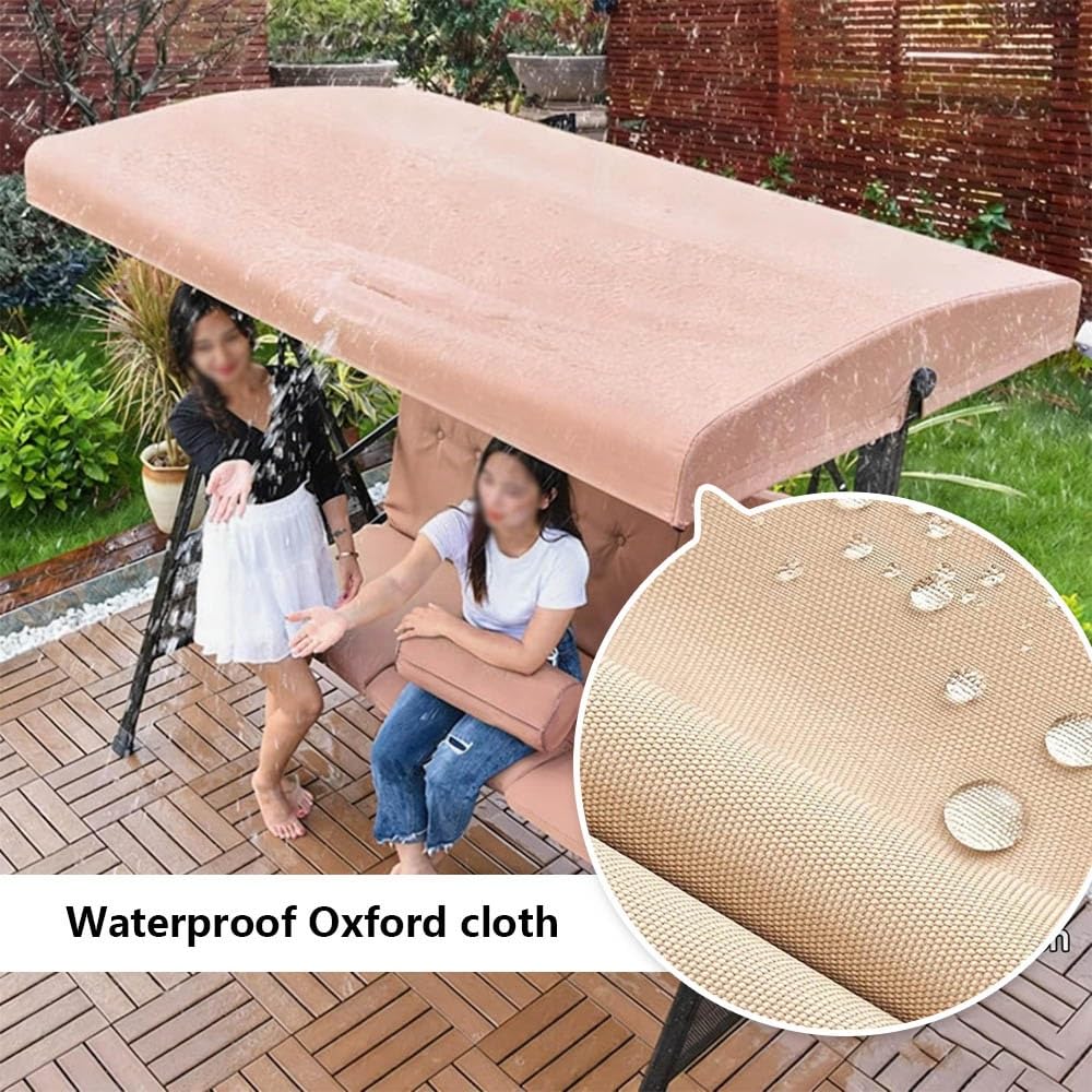 Telo Ricambio per Baldacchino Dondolo 190x120cm Copertura di Ricambio Impermeabile Copertura per Dondolo da Giardino, 2 E 3 Posti(Beige,75x47x9in(191x120x23cm))