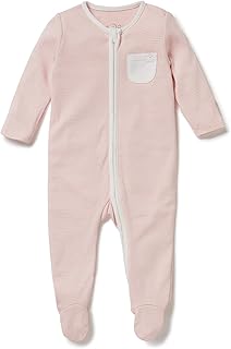 MORI Baby,Clothing,Baby Boys 0-24m,Sleepwear & Robes,Sleepsuits MORi Zip-Up Sleepsuit, 30% Organic Cotton & 70% Bamboo, available from newborn (Newborn, Blush Stripe)