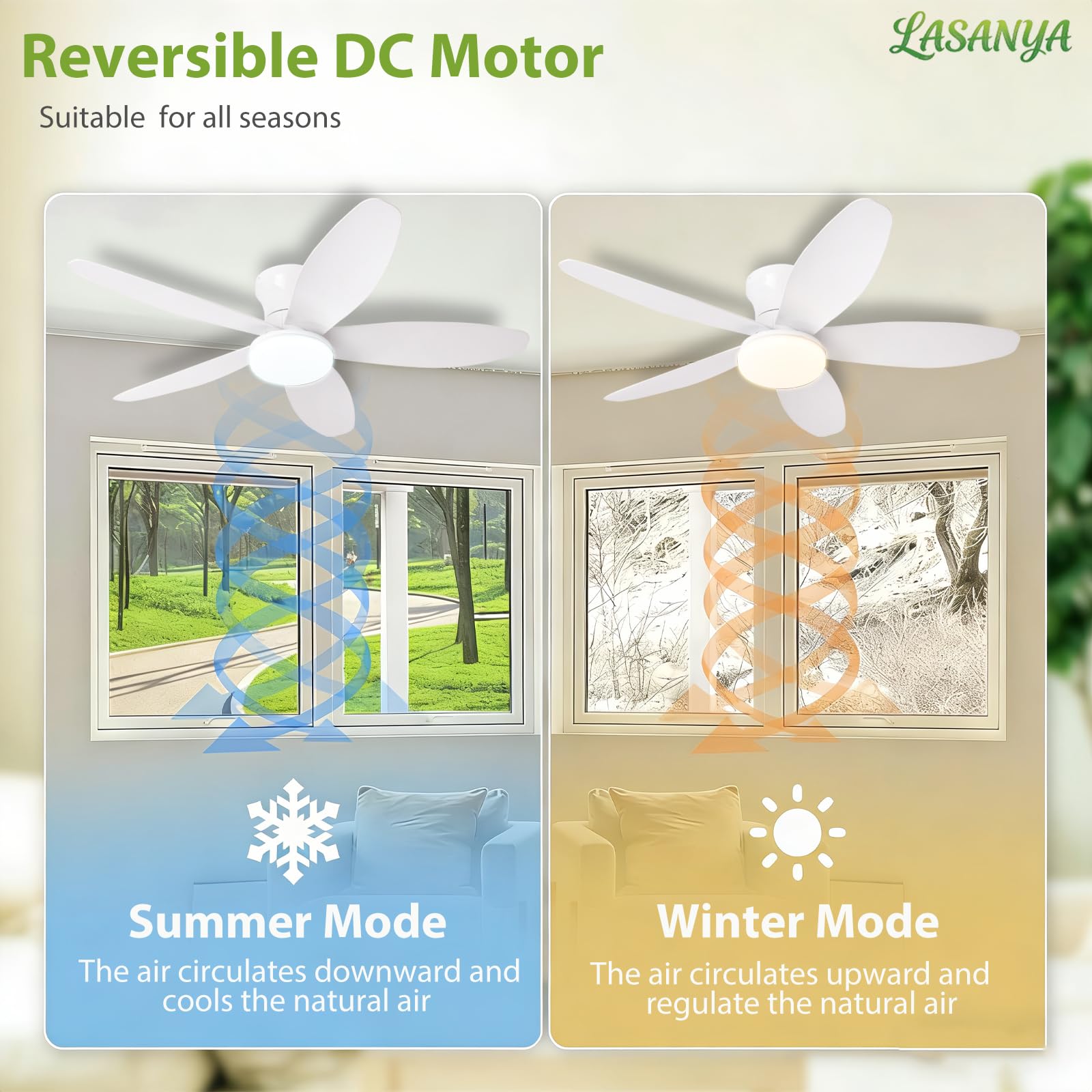 100cm 5 Flügel Deckenventilator mit Beleuchtung und Fernbedienung