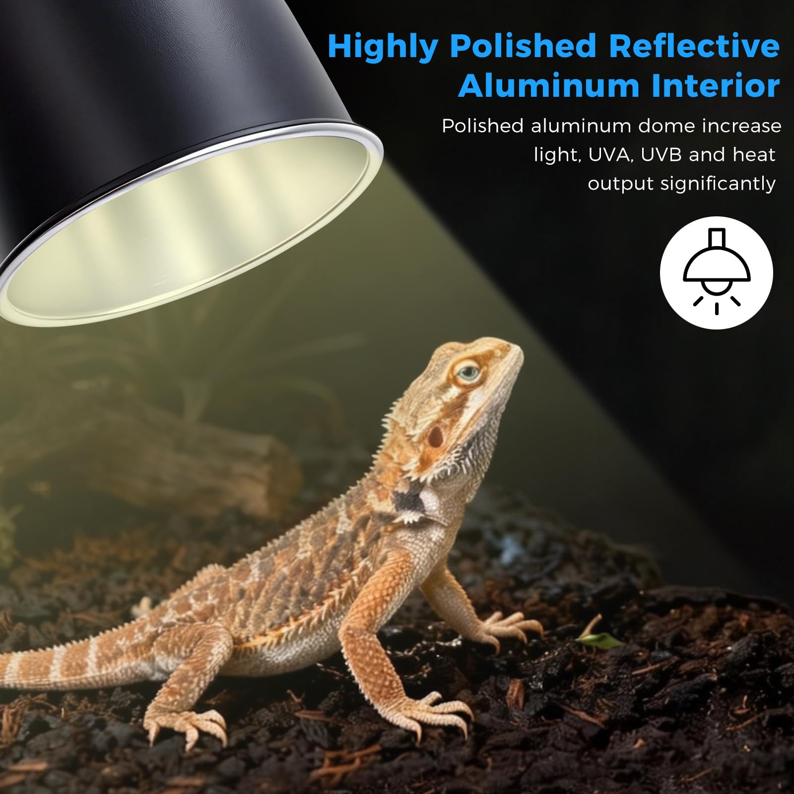 5.5 Inch Reptile Deep Dome Light Fixture - UVB Heat Lamp Holder with Ceramic Socket for Bearded Dragons, Geckos, Turtles - Hanging Hook Design with Safety Switch for Terrarium Lighting - image 5