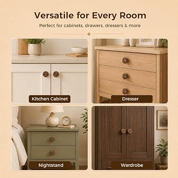 OAMCEG 6 Pack Vintage Cabinet Knobs - Pumpkin Style Bronze Drawer Knobs, Antique Round Cupboard Door Handles, Decorative Furniture Knobs for Kitchen, Wardrobe and Dresser