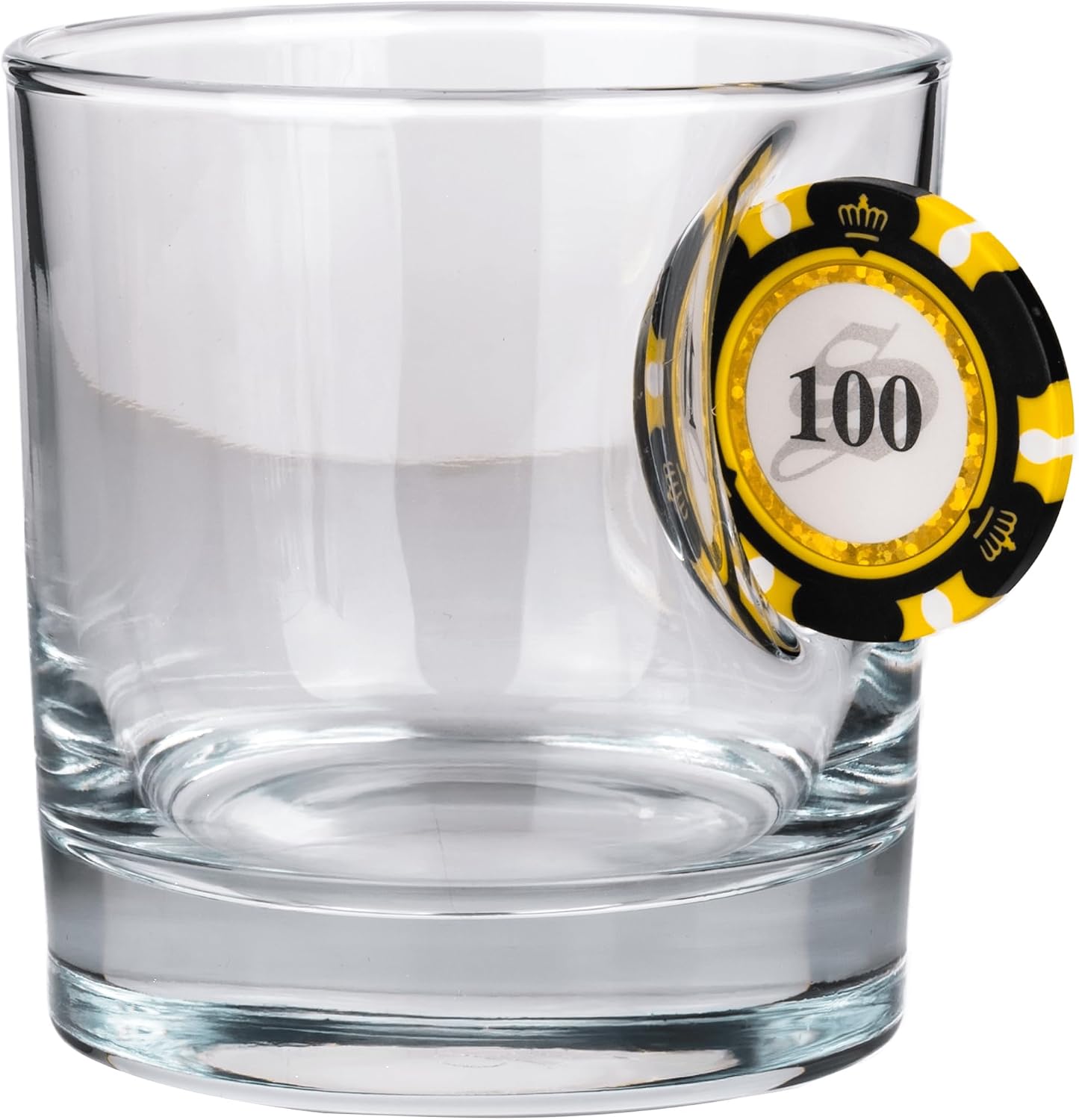 Poker Çip Tasarımlı Viski Bardağı, 300cc, Şeffaf Cam
