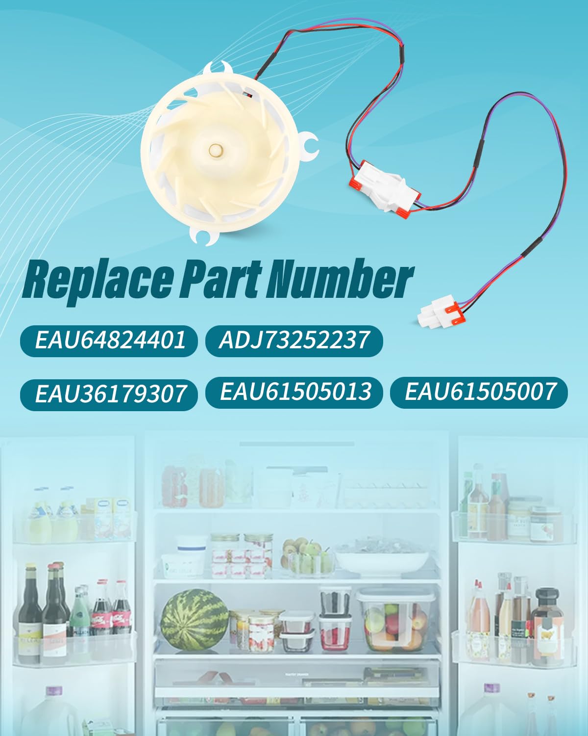 EAU64824401 Refrigerator Evaporator Fan Motor Assembly DC Fit for LG Kenmore Refrigerator Replace EAU65089701 EAU61505013 EAU36179308 ADJ73252237, DC Freezer Compartment Fan Motor