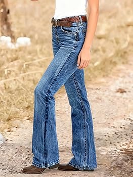 Flamingals Straight Leg Jeans for Women Low Rise Flamingo Stretch