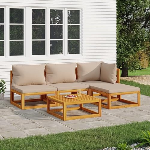 Miniatura 26 de 7-Piece Outdoor Patio Furniture Set with Green Cushions Solid Acacia Wood Modular Conversation Set for Backyard Balcony Porch Green/2x Corner + 4x