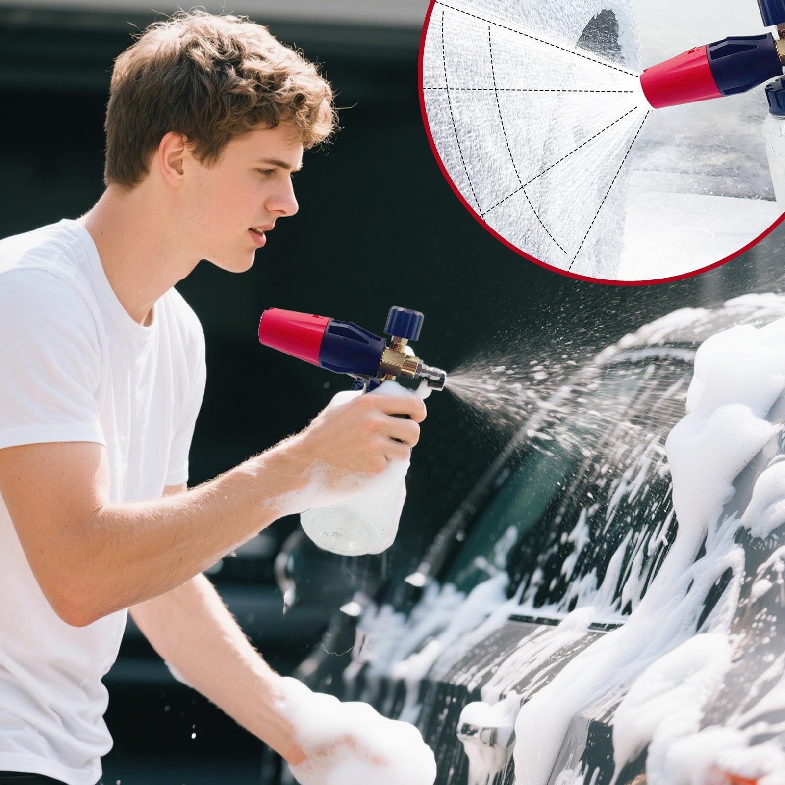 Lanza de espuma para lavado de coches Accesorio de jabón de nieve para | Kit Hidrolimpiadora Con Cañón Espuma Y Doble Conector Accesorio Para Hogar Camión Motocicleta Vidrio