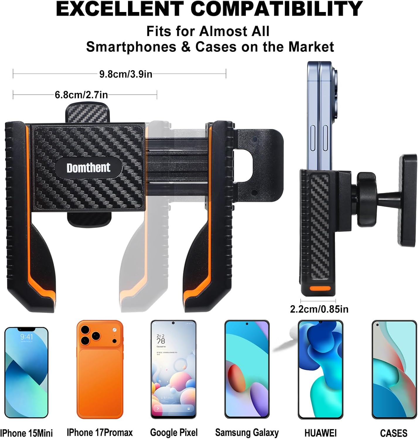 Golf Cart Magnetic Phone Holder for EZGO, Club Car, Yamaha, Fits iPhone Samsung Pixel and More, 8x N52 Magnets, One-Handed Use, 360° Rotatable, Golf Accessories Gift for Men and Women (Orange) - Image 2