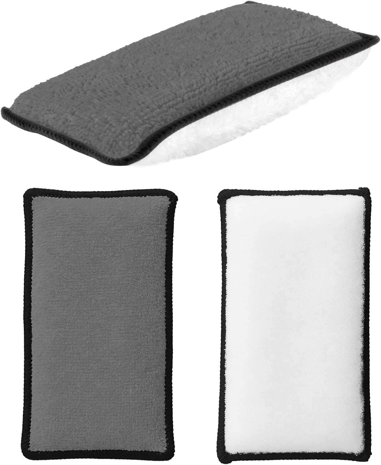 3PCS Car Interior Scrubbing Sponge, Microfiber Car Wash Sponges, Microfiber Car Wax Applicator Scrubber Pad, Auto Detailing Scrub Sponge for Vehicle Leather Seat, Vinyl, Plastic (Blue+White)