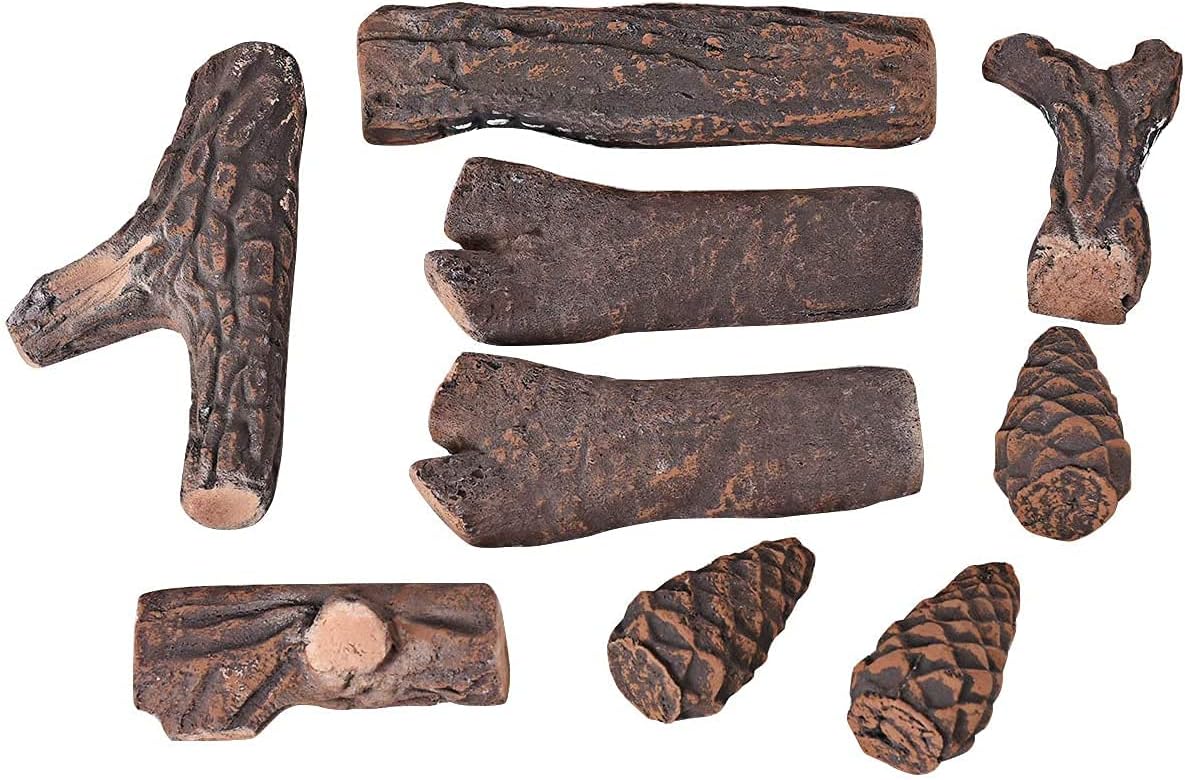 Realistic Ceramic Wood Log Set for Indoor/Outdoor Fireplaces