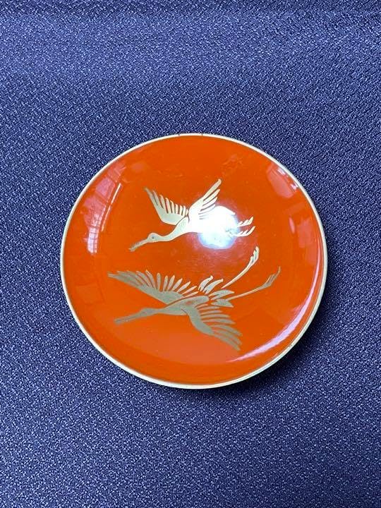 盃 朱渕金鶴亀沈金木製 漆塗り 酒器 お祝い お屠蘇 サイズ 盃 直径 約6.5センチ