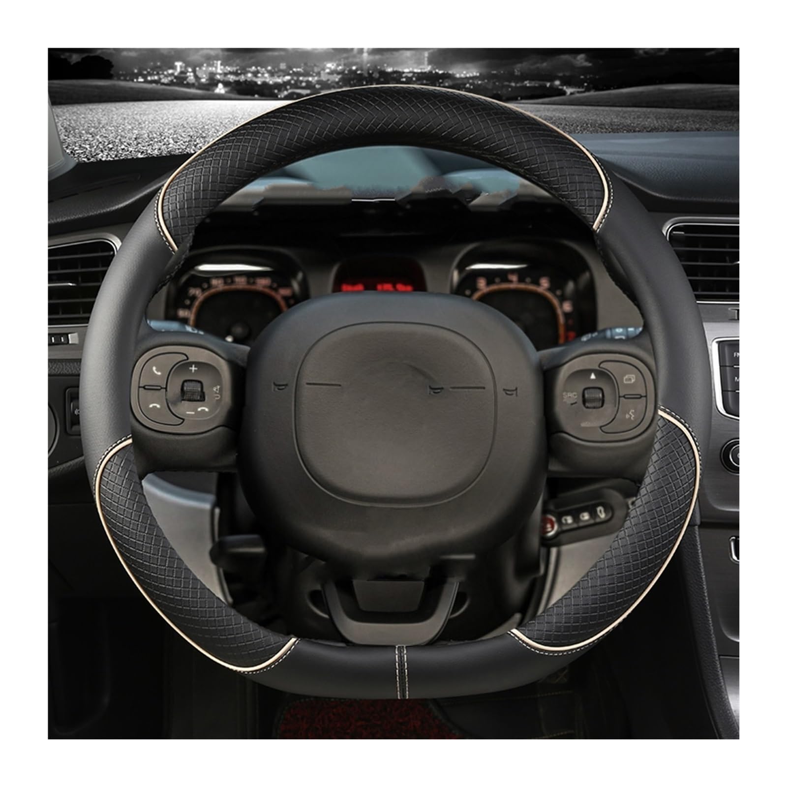 Coprivolante Auto Coprivolante Per Auto Per Fiat Per Panda 2013 2014 2015 2016 2017 2018 2019 2020 2021 2022 Accessori Per Auto(D BEIGE)