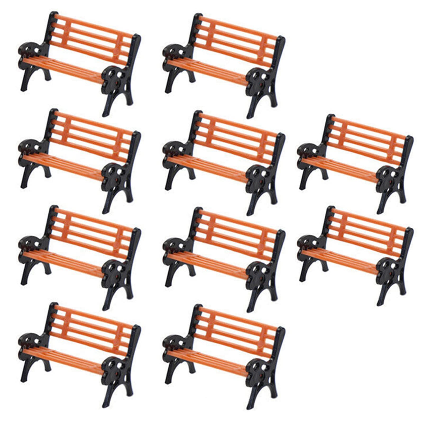 Model Train Platform Park Street Seat Chairs, HO for TT Scale 1:87 Park Chair Model for Landscape Railway Layout-10 PCS
