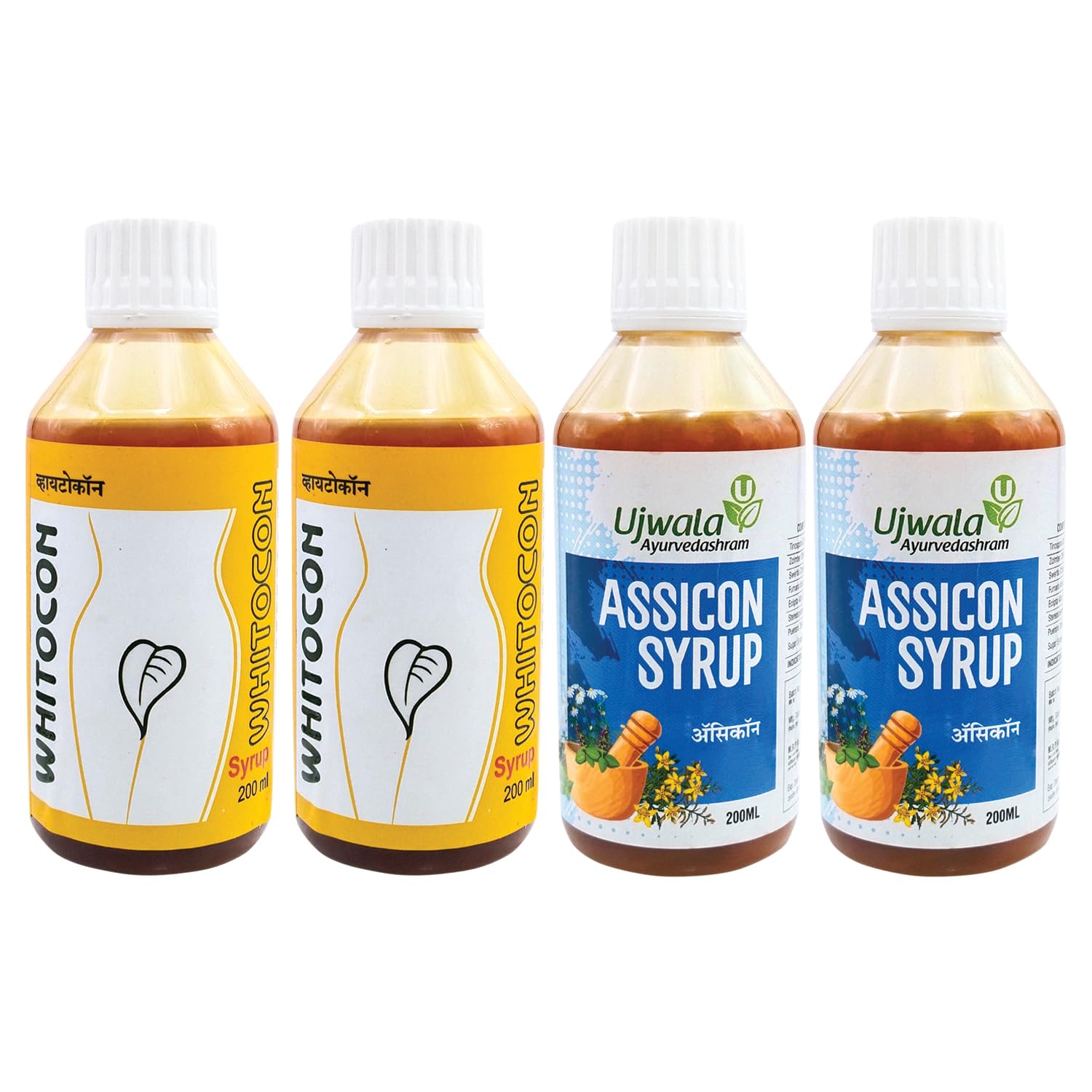 Ujwala Ayurvedashram Whitocon And Assicon Syrup Pack Of 2 Combi Kit For Leucorrhoea, Pcos, Pcod And Irregular Period (4 Item N The Set) - Syrup (B0CQ8QH7NY) Amazon Price History, Amazon Price Tracker