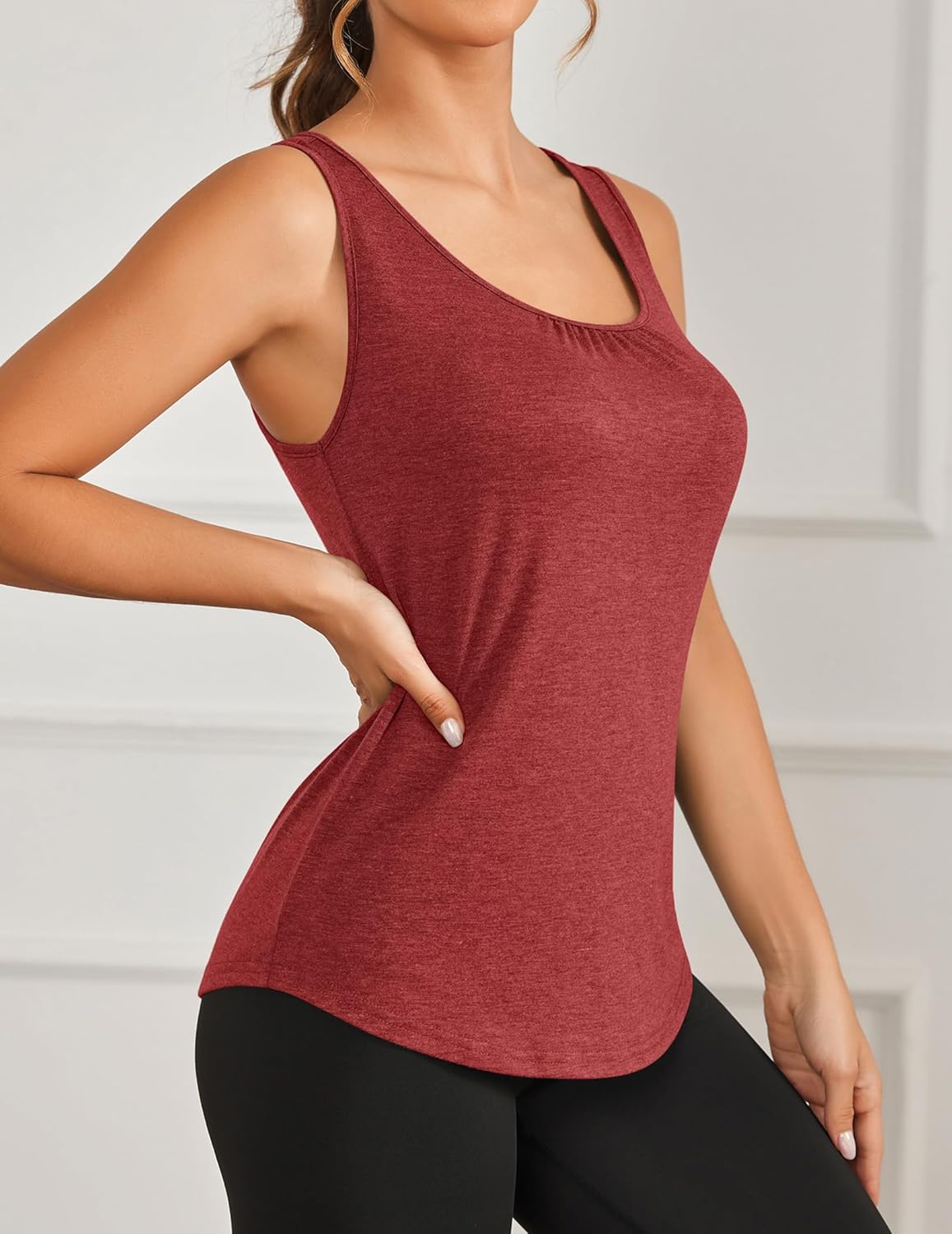 PINSPARK Workout Tops for Women Racerback Tank Tops Sleeveless Athletic Running Shirts Lightweight Yoga Gym Tank,2 Pack S-3XL - Image 2