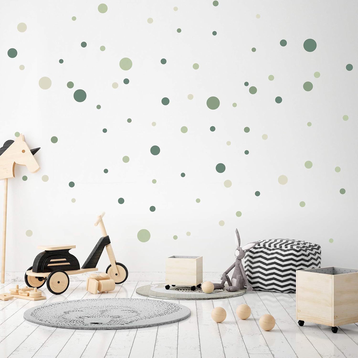 yabaduu 100 Adhesive Dots Circles Dots Wall Sticker Children's Room Bedroom Baby Room Sticker Film Decoration Self-Adhesive for Boys Girls Pastel (Y035-12 Forest Green) - Image 3