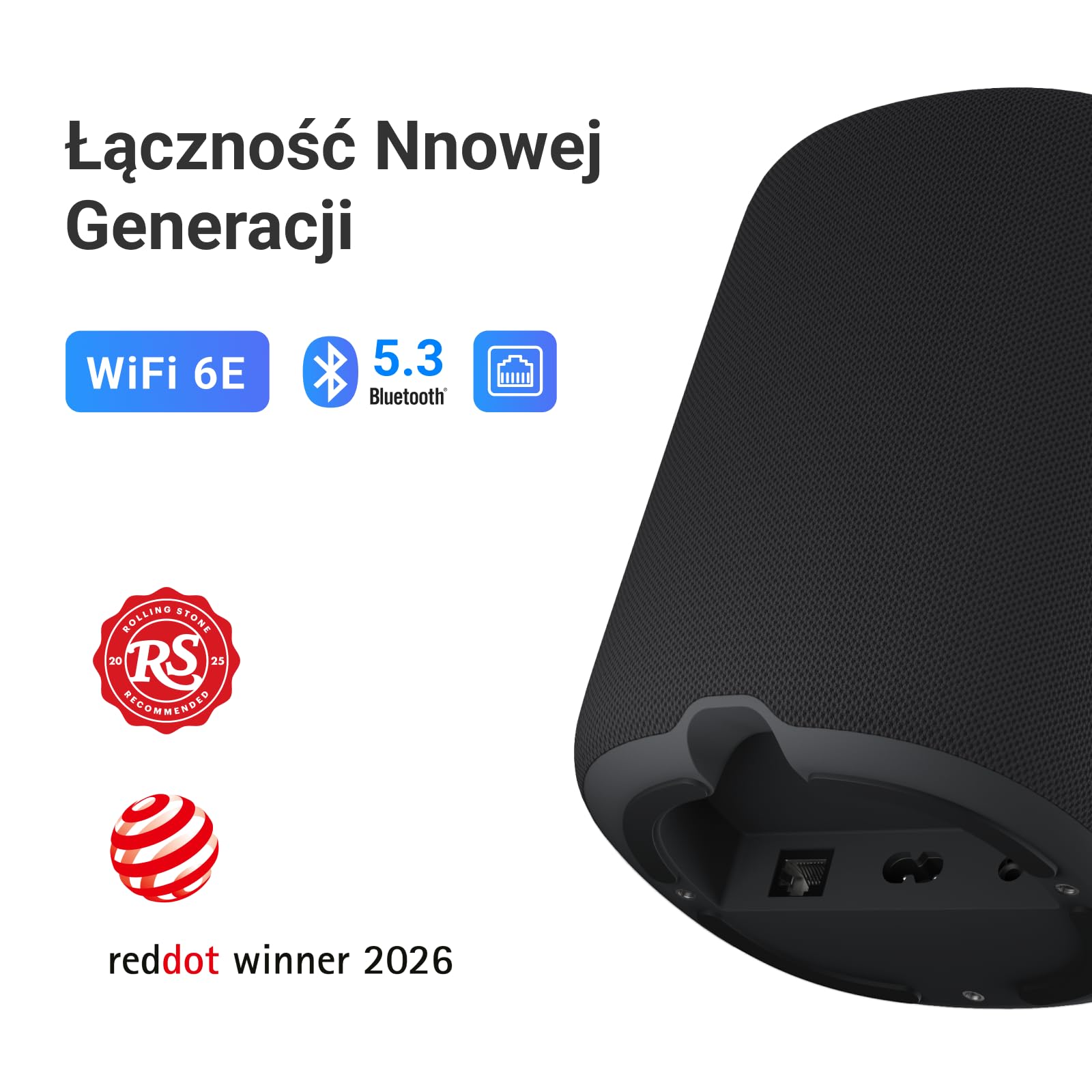 WiiM Sound inteligentny głośnik z ekranem 1,8″, Hi-Res 24-bit/192 kHz, AI RoomFit™, 100 W, Wi-Fi 6E/Bluetooth 5.3, multiroom i stereo, pilot w zestawie, Czarny