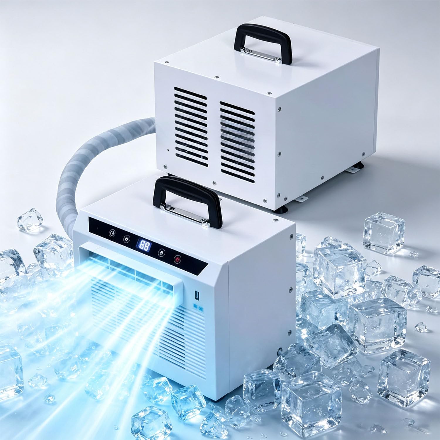 GLBMXDD Split Air Conditioner 3000 BTU Room Cooler with Touch Panel, Remote Control, 24H Timer, Top Handle Design, No Assembly Required 1-meterconnectingpipe