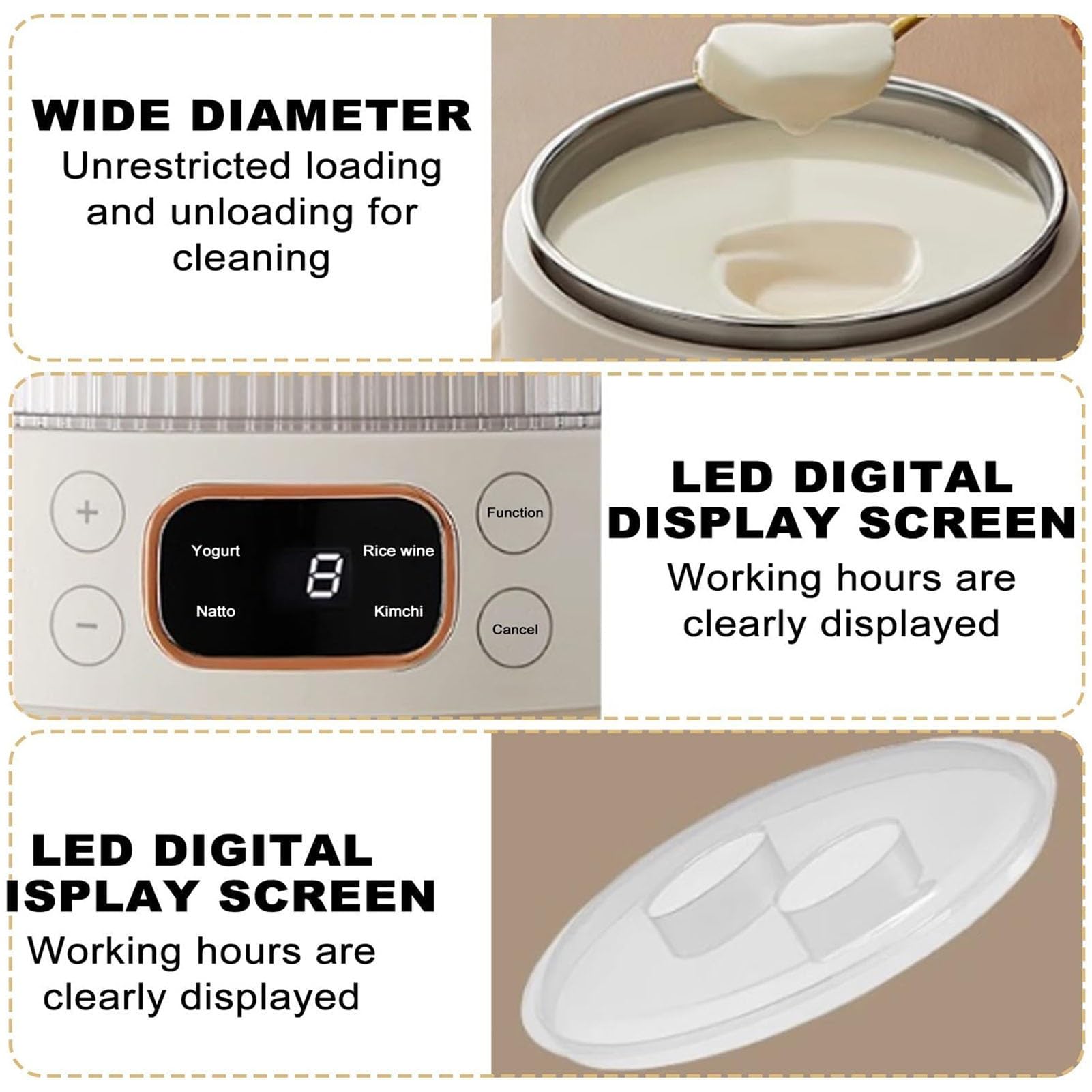 Yaourtière 1L,Minuterie Réglable,Affichage LED,Revêtement Acier Inoxydable