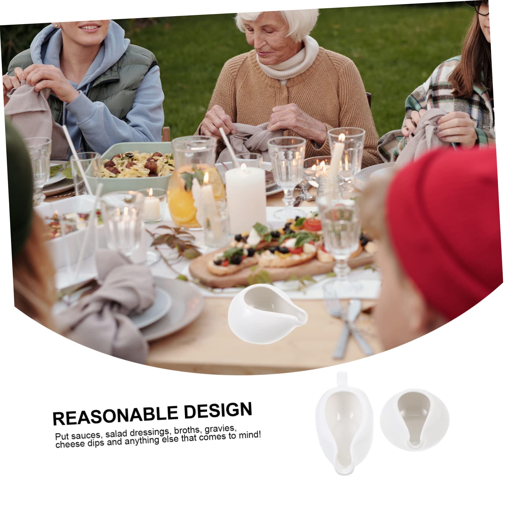 GRIRIW 2pcs Western Food Sauce Spoon Condiment Serving Dish Porcelain Gravy Boat Breakfast Milk Cup Household Milk Cup Kitchen Gadget Small Coffee Cup Coffee Creamer White Ceramics