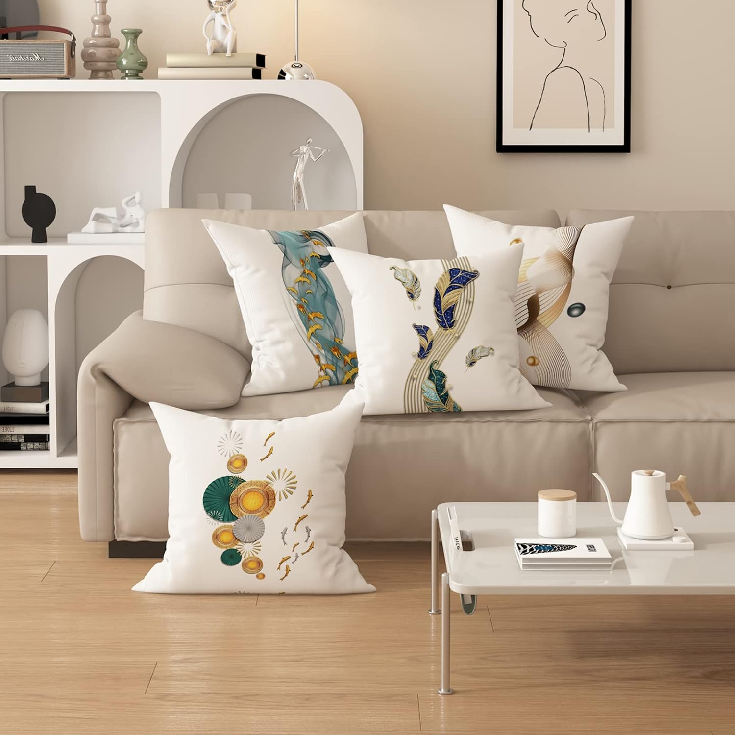 Modern Minimalist Living Room Sofa Decorative Pillowcase, Luxury Style Printed backrest Cushion Cover, Bedroom Bed Pillowcase.(20 * 28inch, 03036)
