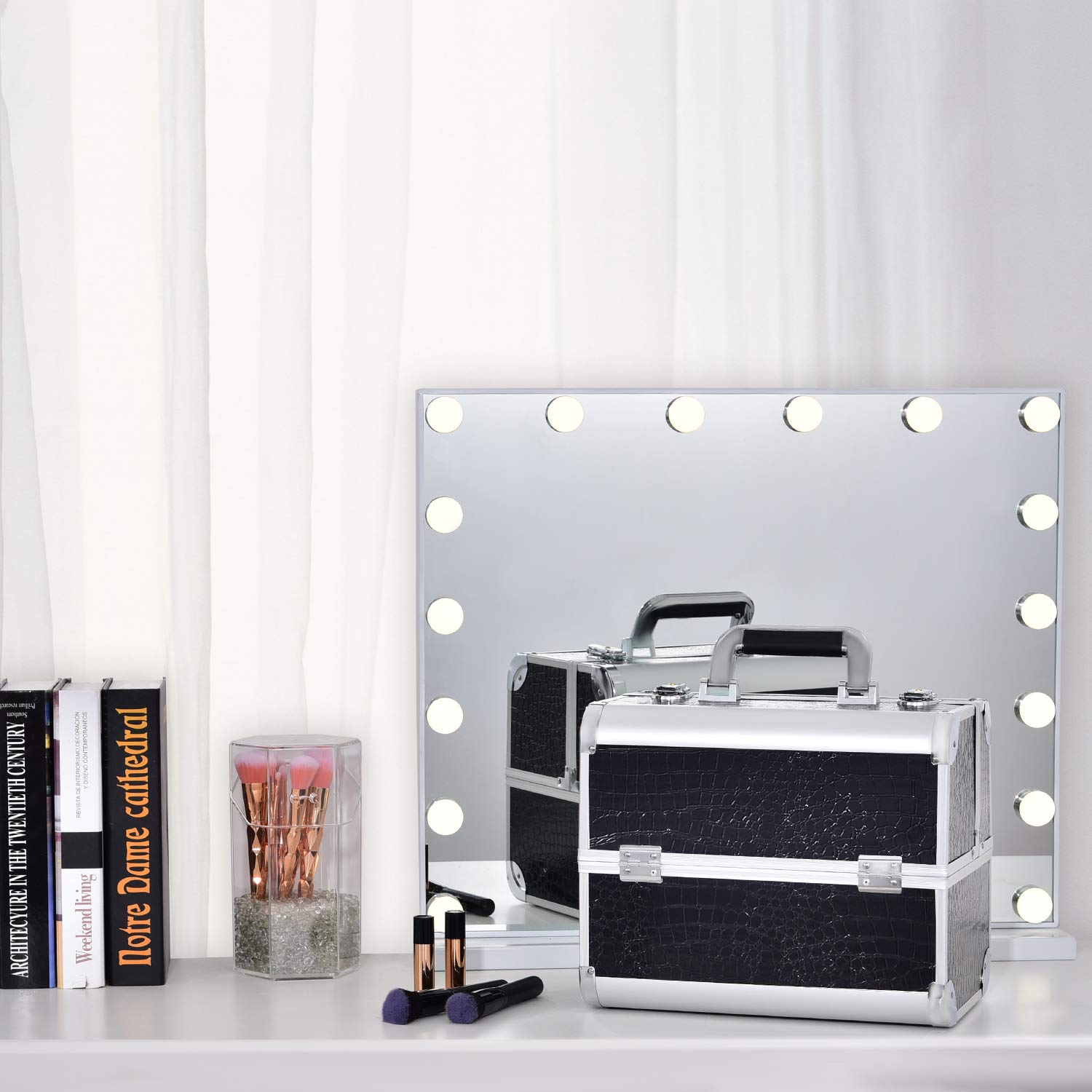 Schminkkoffer Kosmetikkoffer Make up Organizer Alu Werkzeugkoffer Nagel Koffer Beauty Case Make up Organizer,Schwarz