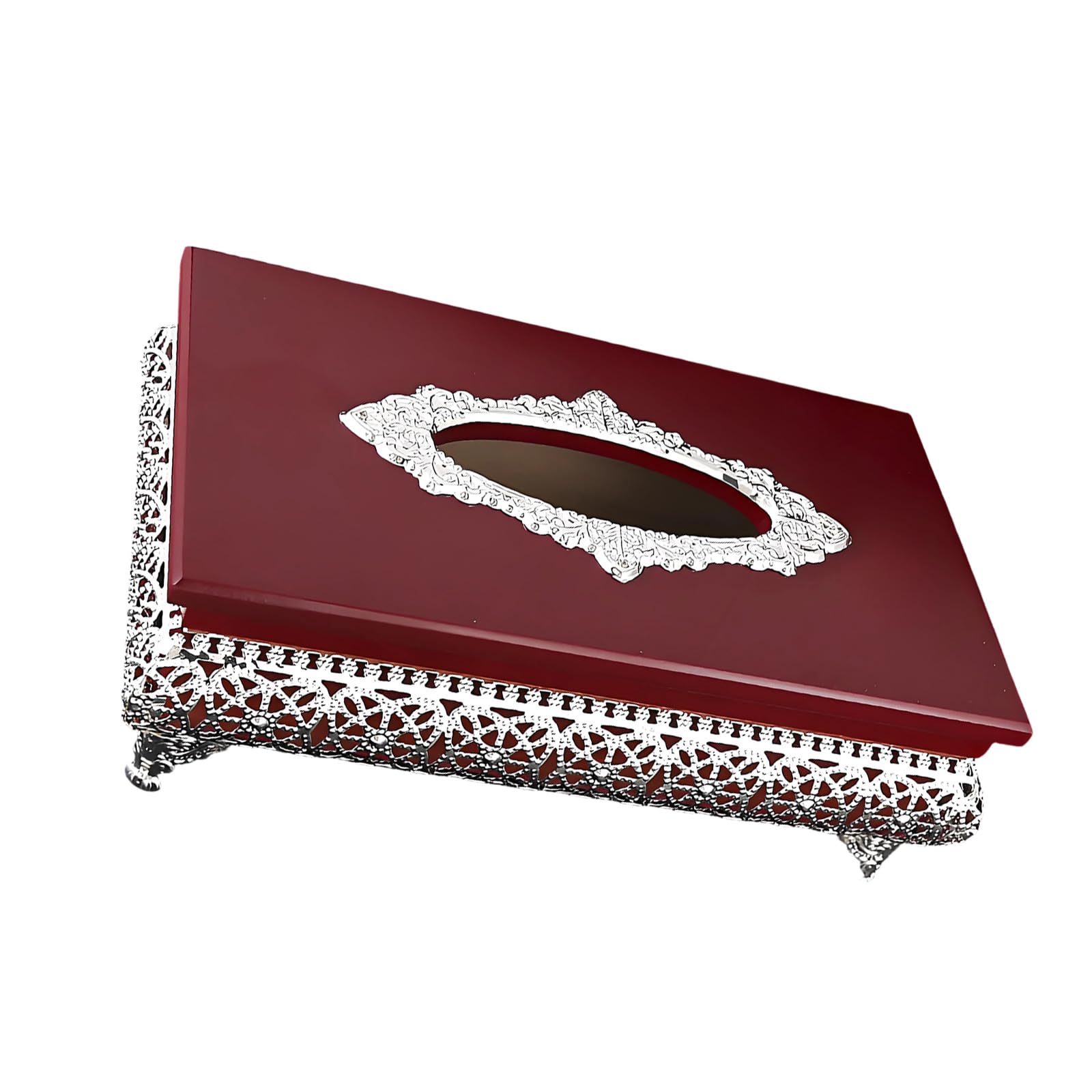 JSGHGDF Wood and Metal Tissue Dispenser for Dining Room Coffee Table Stylish Storage Solution Metal Wood Tissue Holder