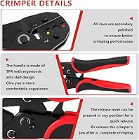Vista 4 de Zhushan Juego de herramientas de prensado de alambre de 8 piezas, kit de crimpadora de trinquete con troqueles intercambiables para conectores