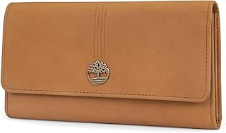 Timberland Women's Leather RFID Flap Wallet Clutch Organizer, Wheat (Nubuck), One Size