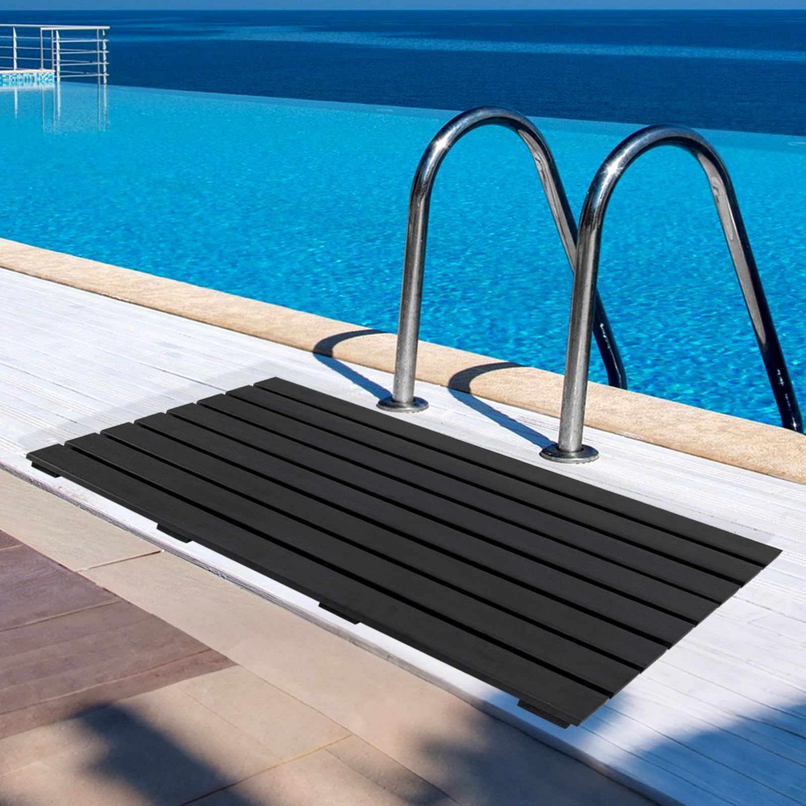 RELAX4LIFE Pedana Doccia 100 x 60 cm, Pedana da Bagno in WPC, Tappetino da Doccia Antiscivolo, Finitura Effetto Legno, per Vasca e Piscina
