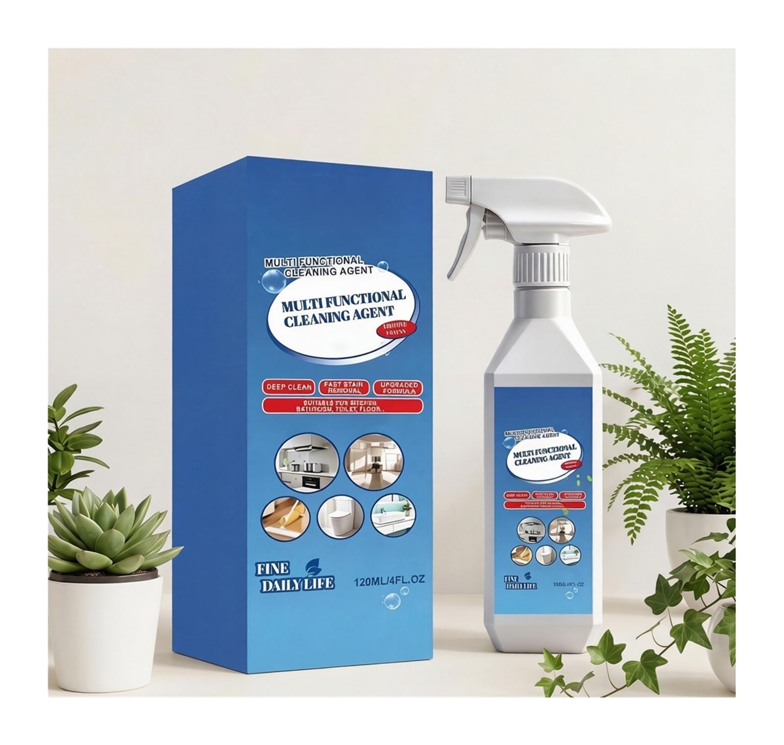 Spray limpiador multiusos de 120 ml, for uso general en el hogar y la cocina, elimina potentemente las manchas(2pcs)