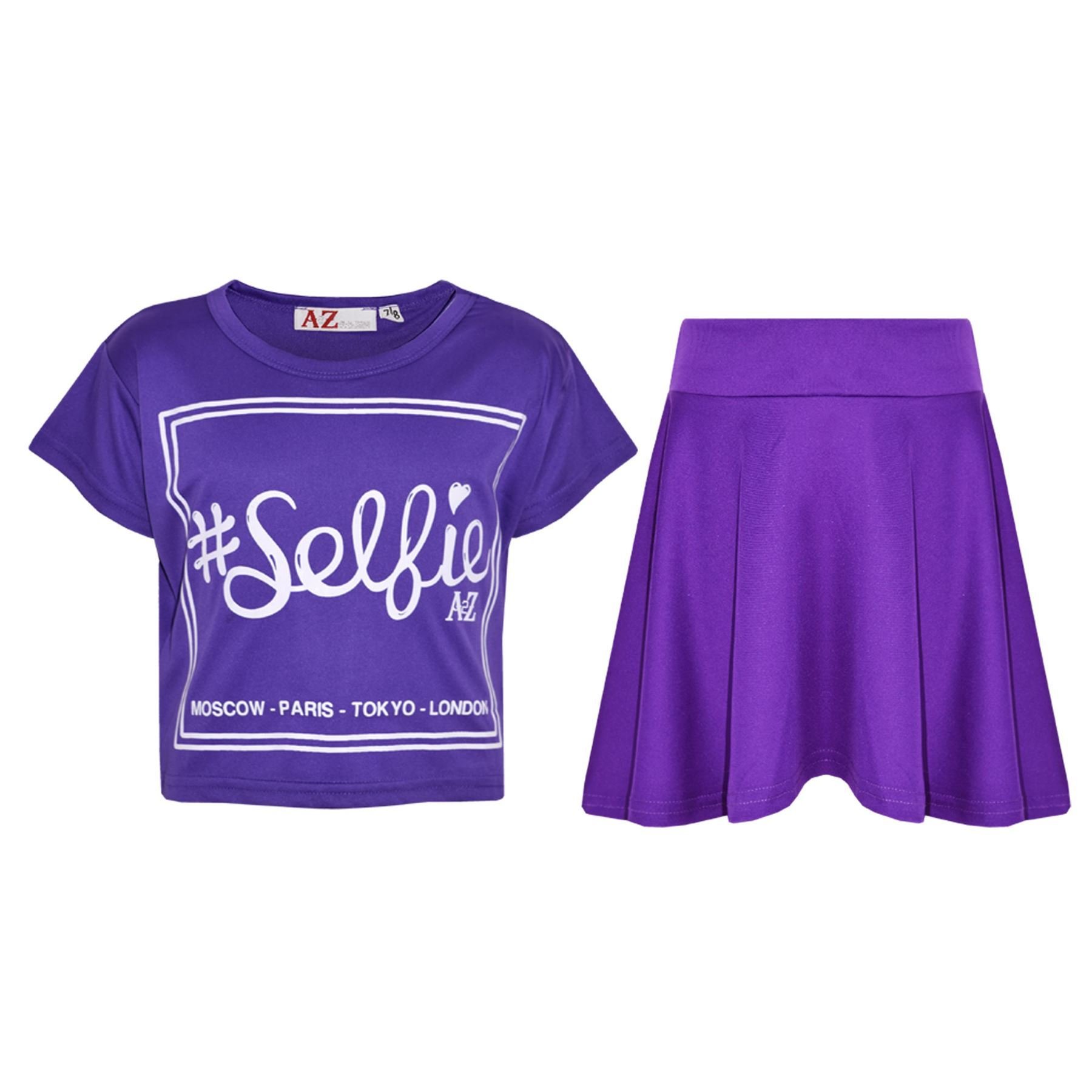 A2z 4 Kids Girls Purple Top Kids Selfie - New Crop Top #Selfie Skirt 13