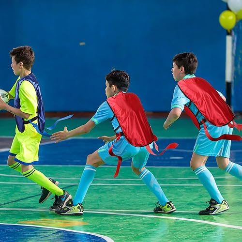 Miniatura 6 de Newwiee Flag Football Set Includes 12 Belts,3 Flags Per Belt, 12 Scrimmage Vests 12 Cones and Bag