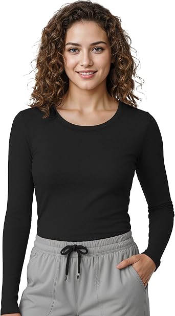 NY Threads Womens Under Scrub Slim Fit Long Sleeve T-Shirt Underscrub Comfort Tee