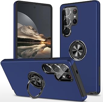Dionsibei Case for Samsung Galaxy S25 Ultra Case Military Grade Shockproof Built-in Ring Holder Kickstand Car Mount Armor Heavy Duty Protective for Galaxy S25 Ultra Phone Case Blue