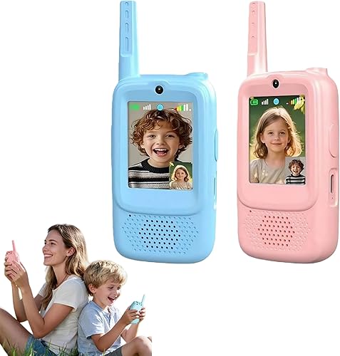 Walkie Talkies de video para niños, 2026, paquete de 2 walkie talkies recargables para niños, largo alcance, ideal para juegos familiares,