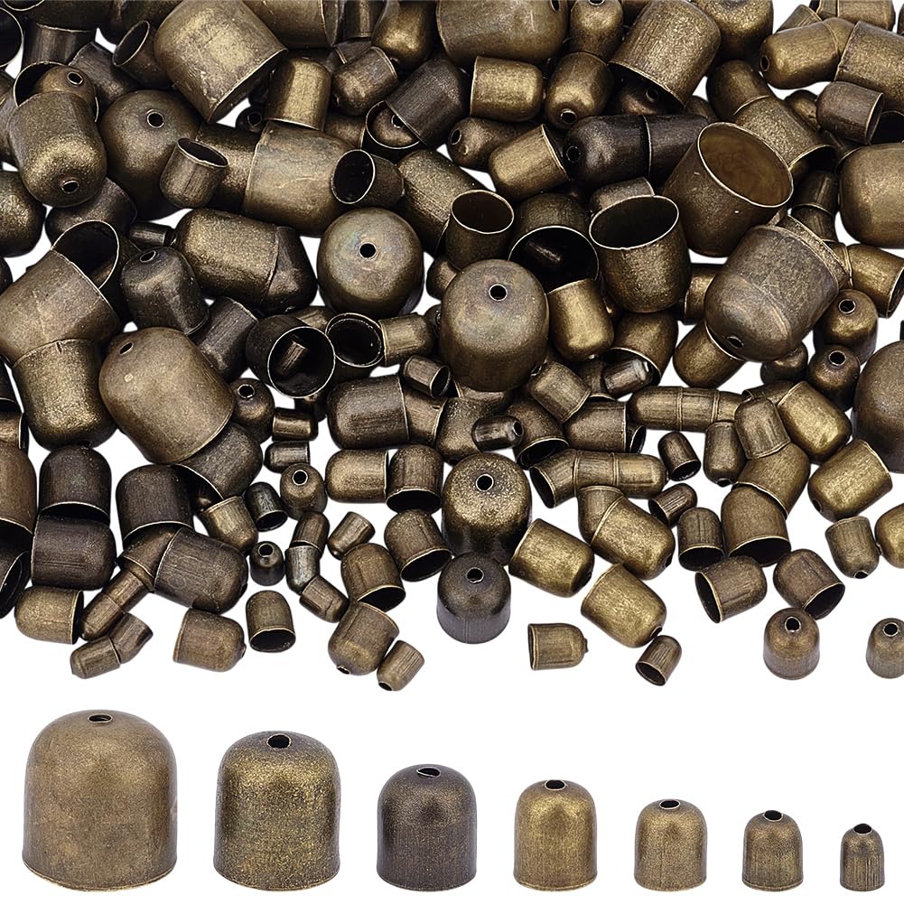 Embout de cordon 7 tailles assorties coloris bronze pour pampilles rétro