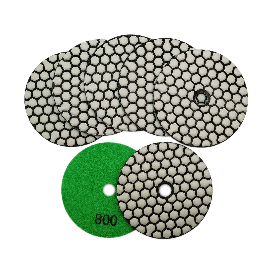 SHDIATOOL Diamante Almohadilla de Pulido 7 Piezas Grano 800 para Pulir en Seco Mármol Granito Piedra Cerámica Dia 100mm/4 Pulgadas