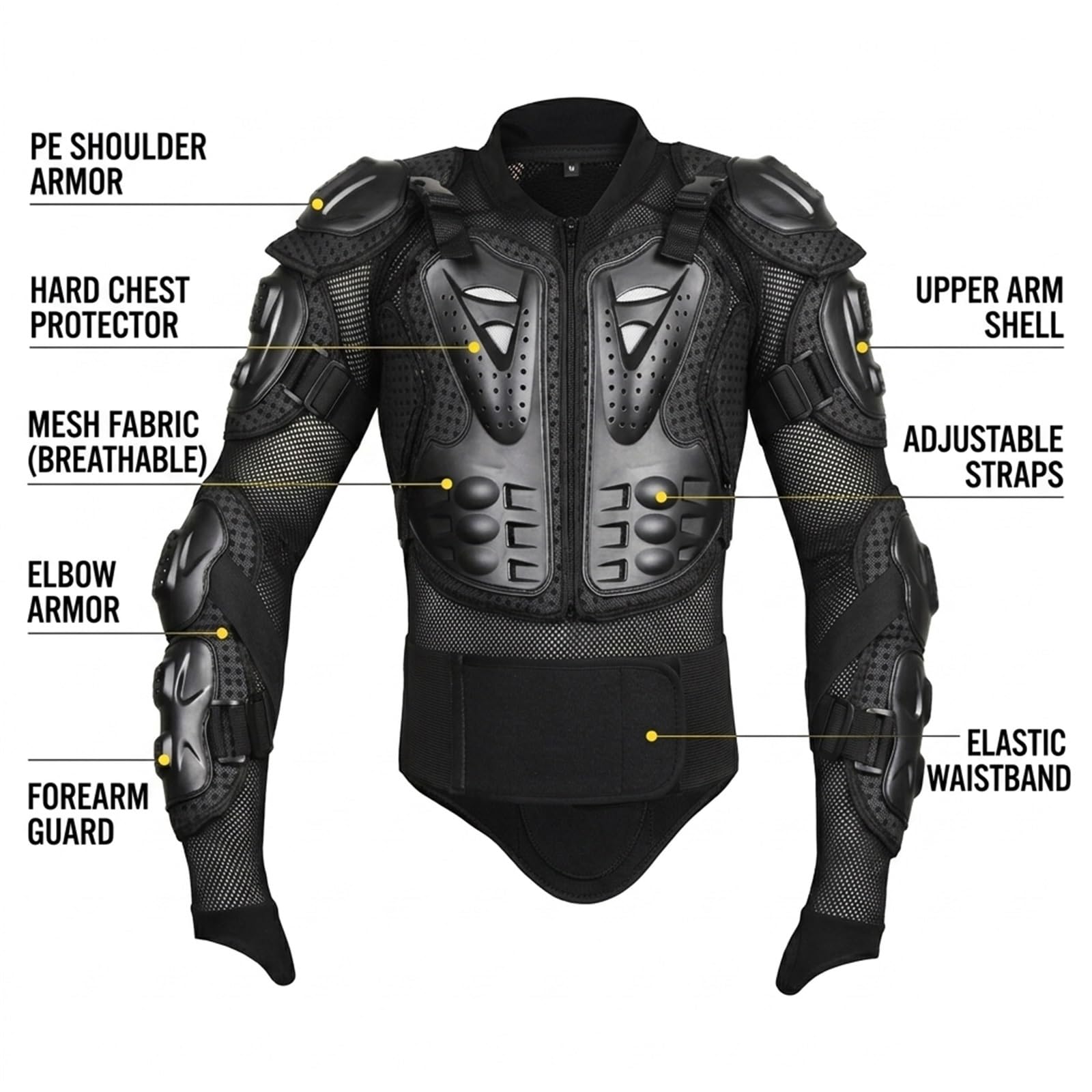Blouson de Moto avec Protection Intégrale pour le Haut du Corps, Idéal pour le Motocross et la Compétition, Protection Thoracique et Dorsale