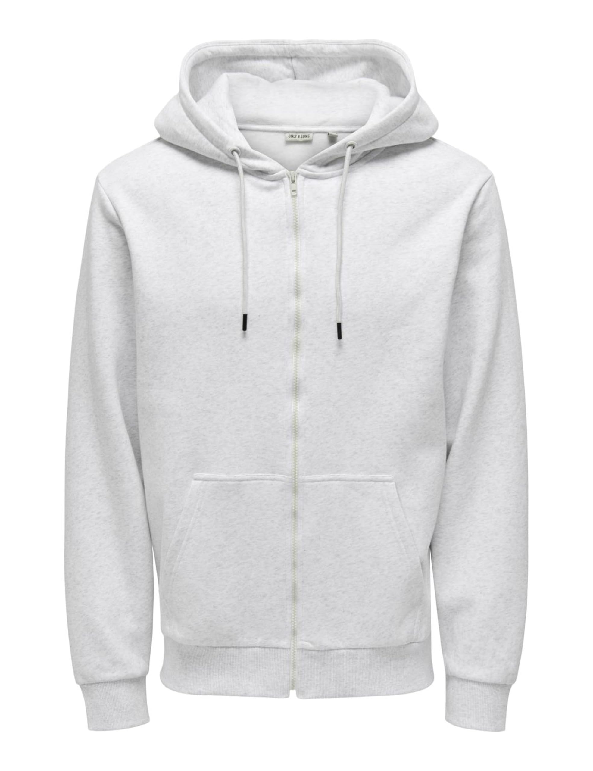 ONLY & SONS Onsceres Zip THR. Hoodie Sweat Noos, Super Light Grey Melange, L